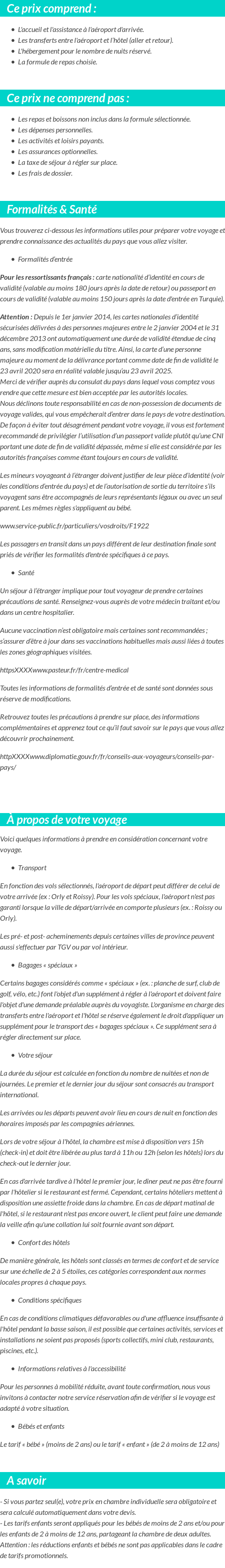 Conditions tarifaires