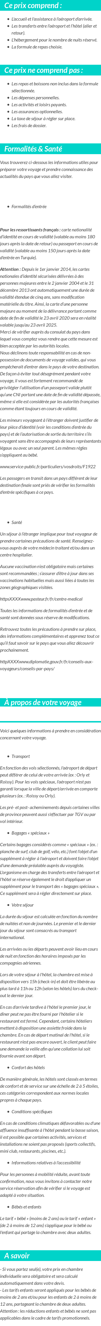 Conditions tarifaires