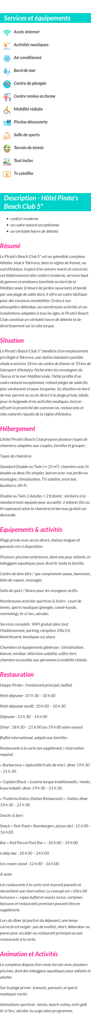 Détails du séjour
