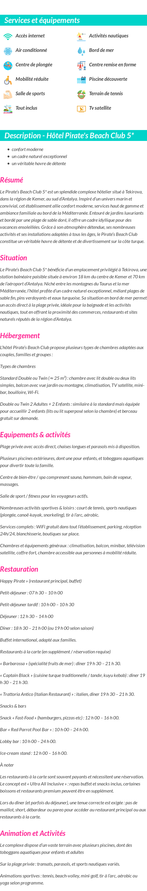 Détails du séjour