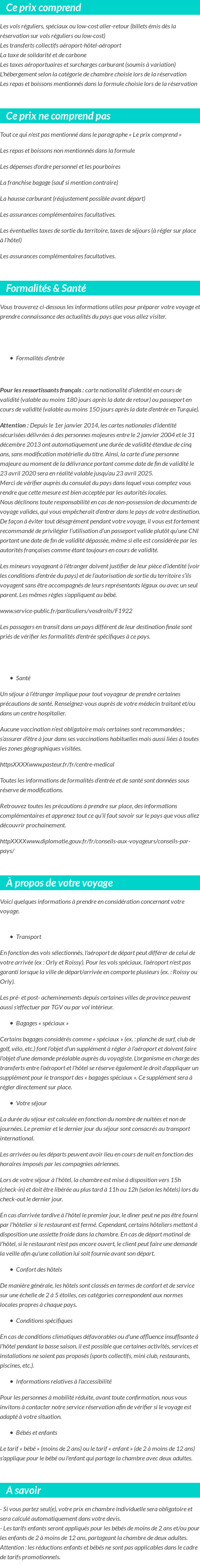Conditions tarifaires