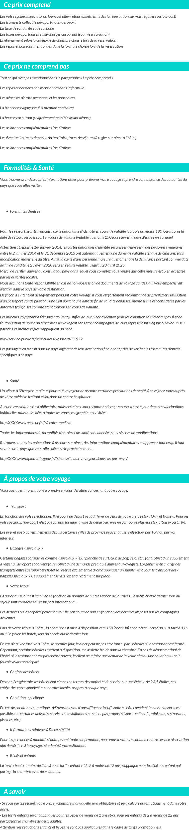Conditions tarifaires