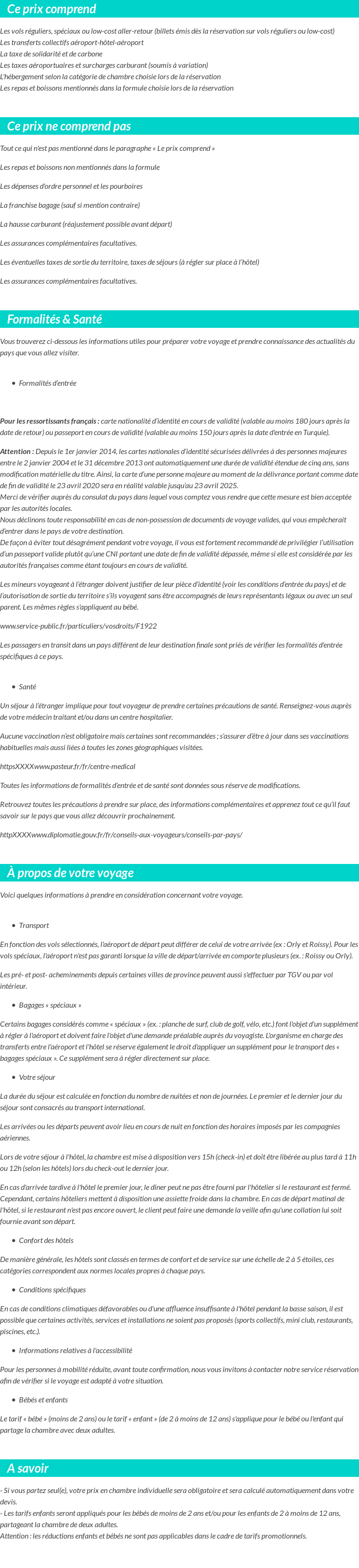 Conditions tarifaires