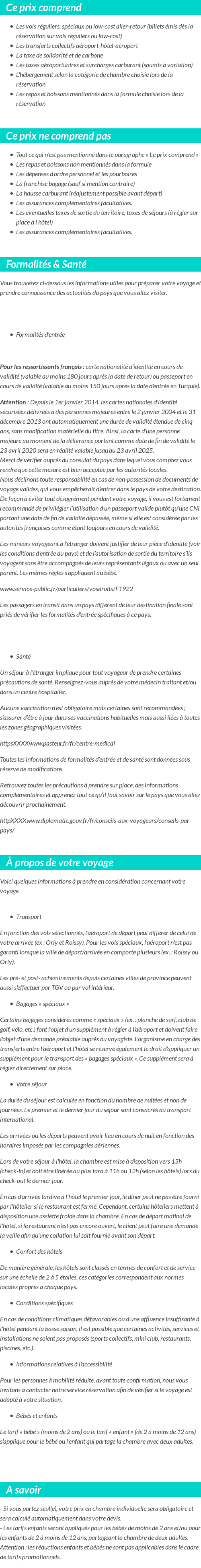 Conditions tarifaires