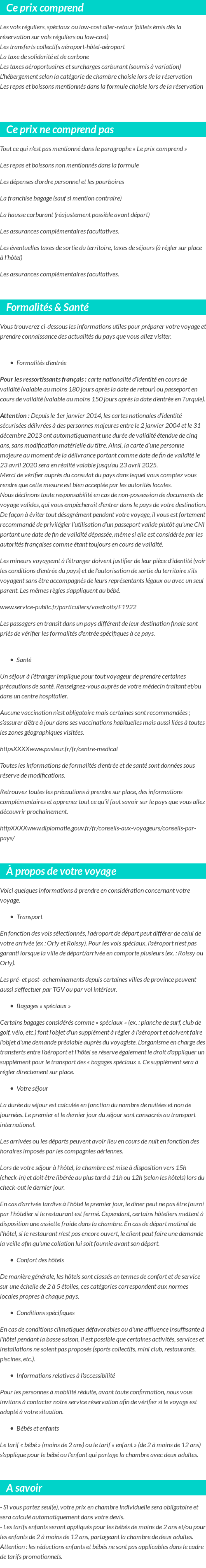 Conditions tarifaires