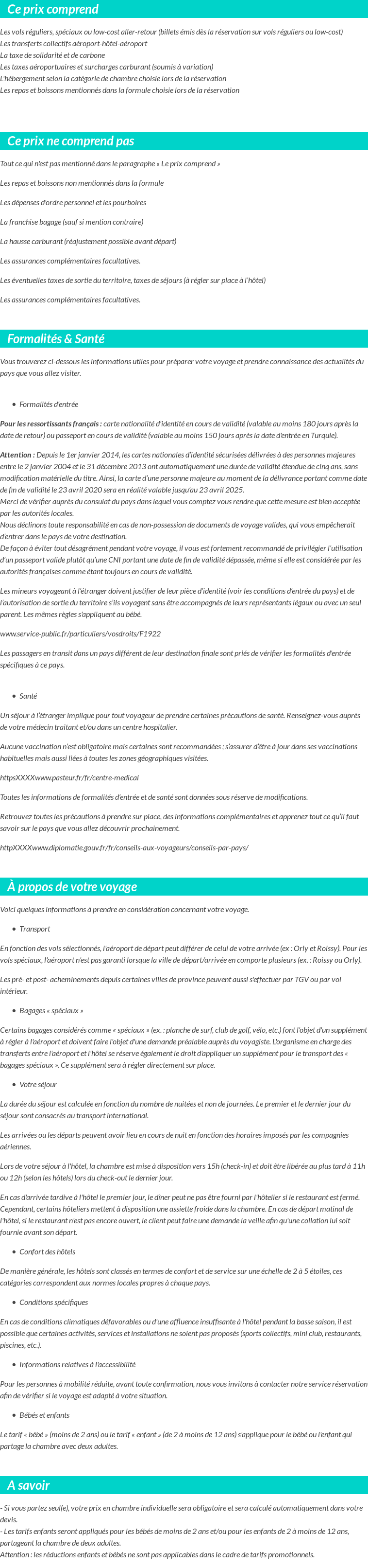 Conditions tarifaires