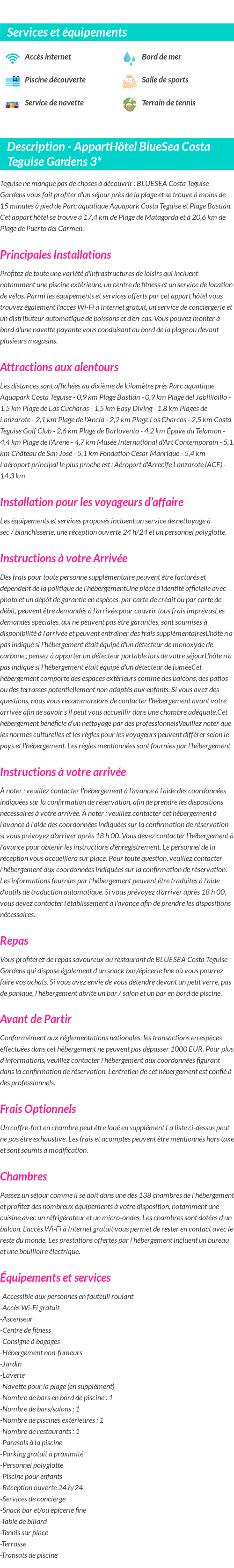 Détails du séjour