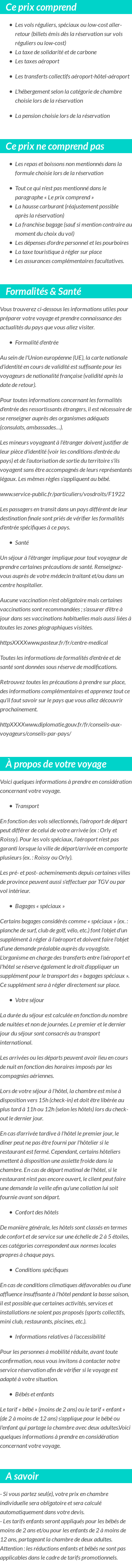 Conditions tarifaires