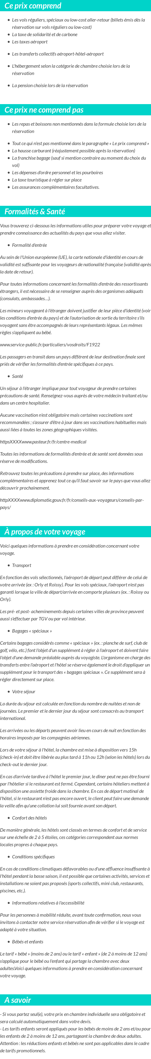 Conditions tarifaires