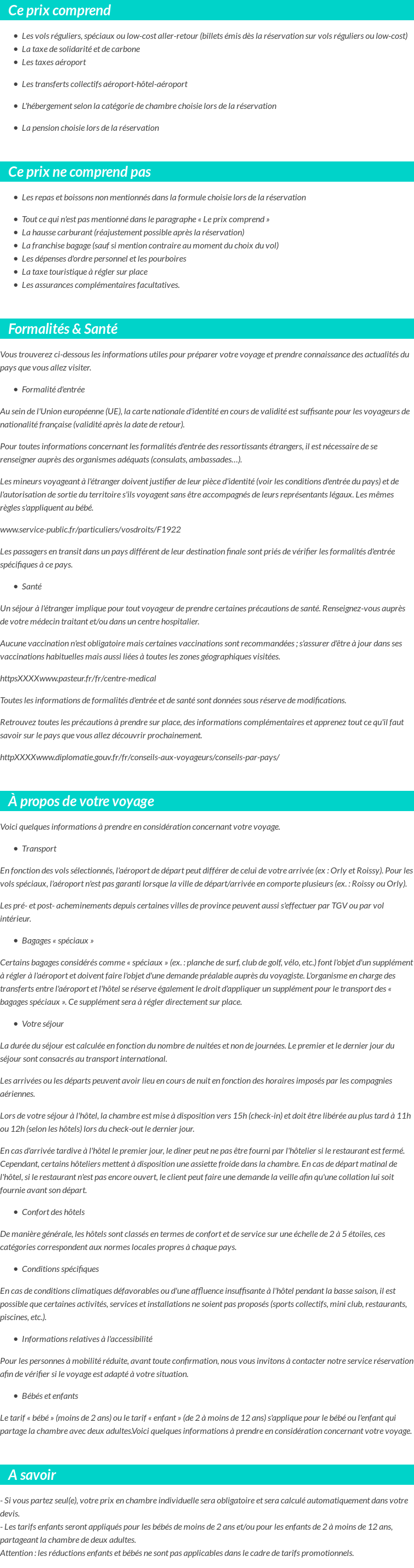 Conditions tarifaires