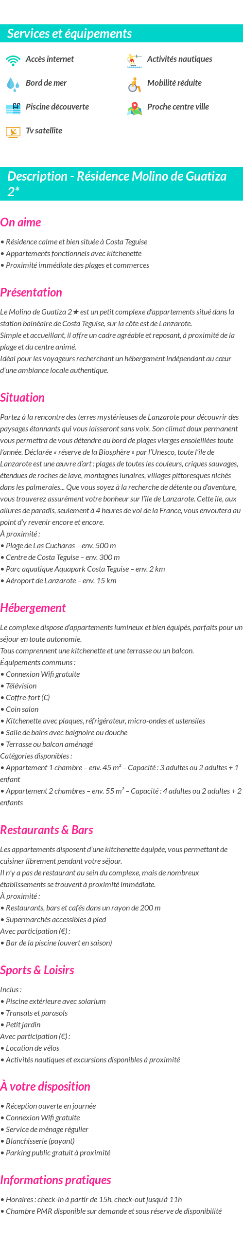 Détails du séjour