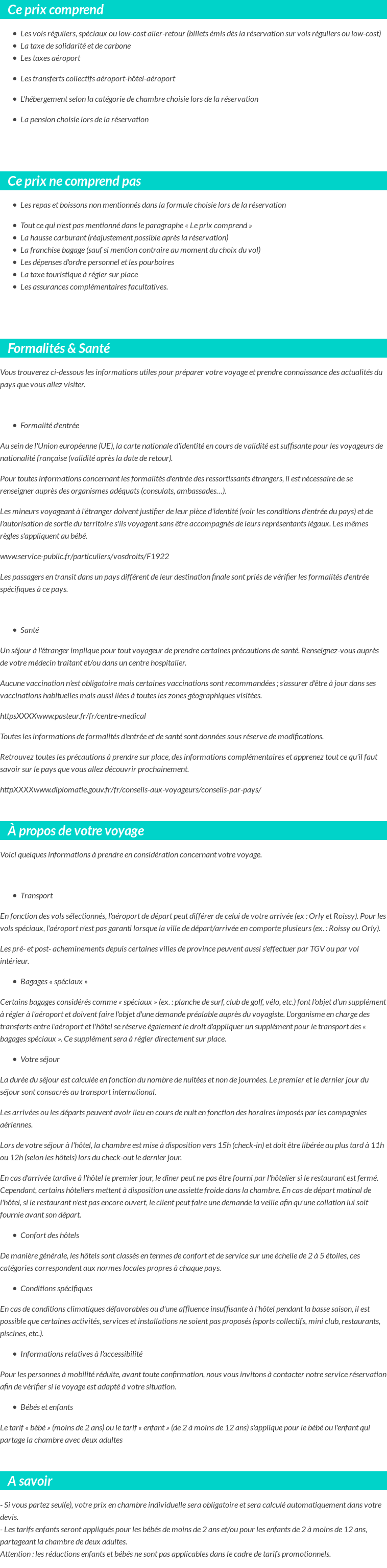 Conditions tarifaires