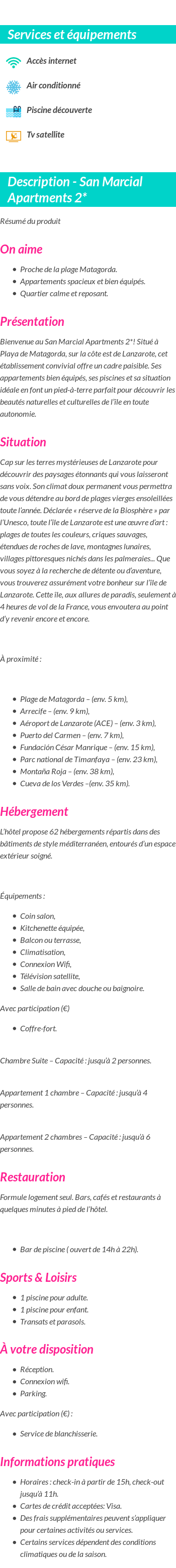 Détails du séjour