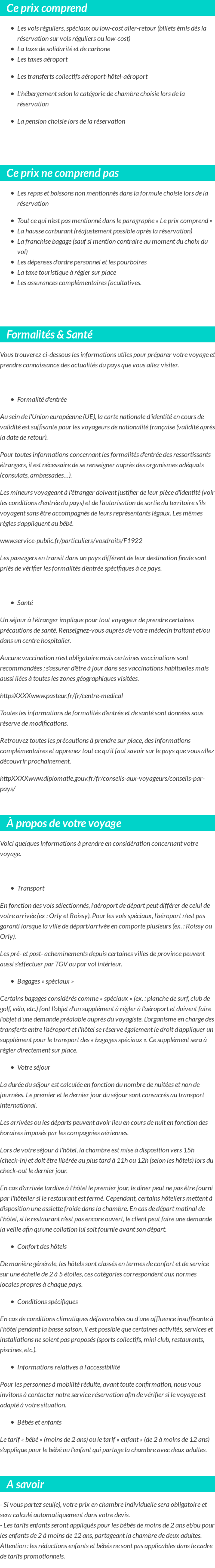 Conditions tarifaires