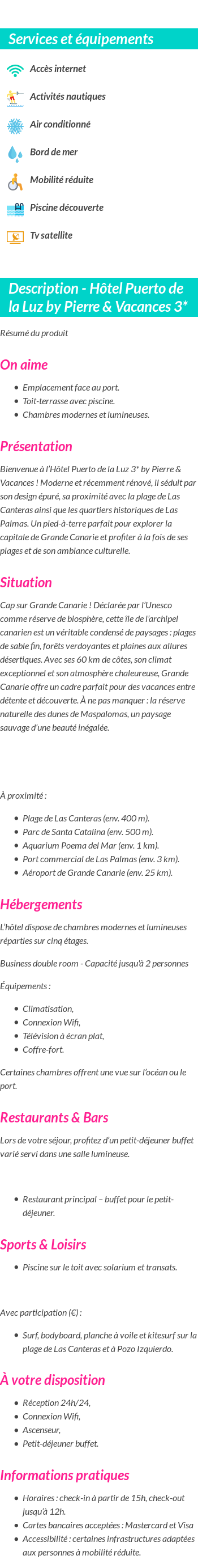 Détails du séjour