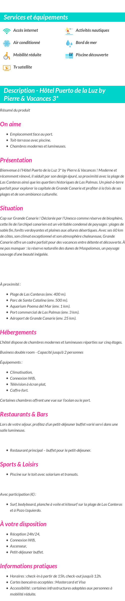 Détails du séjour