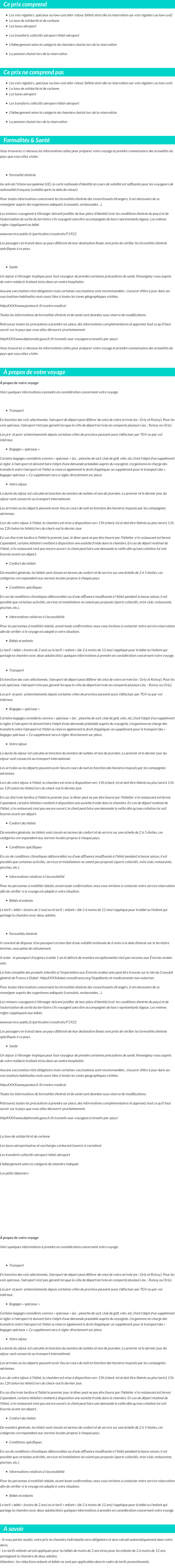 Conditions tarifaires