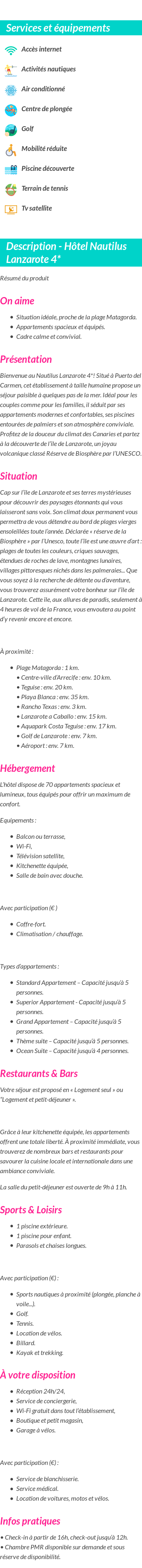 Détails du séjour
