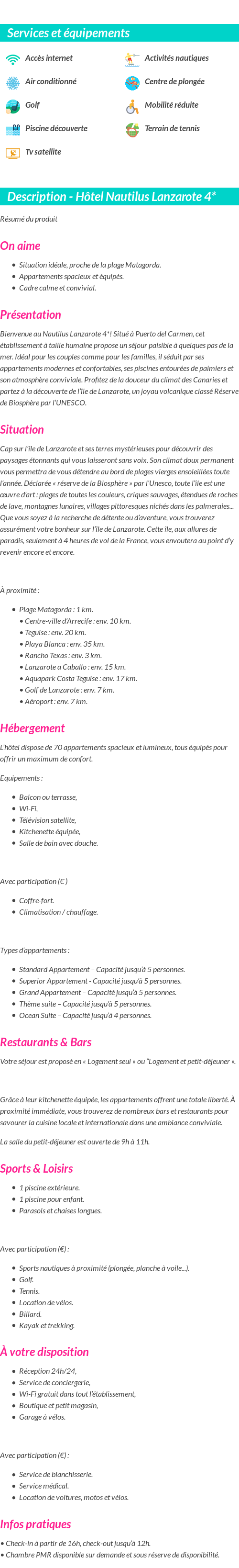 Détails du séjour