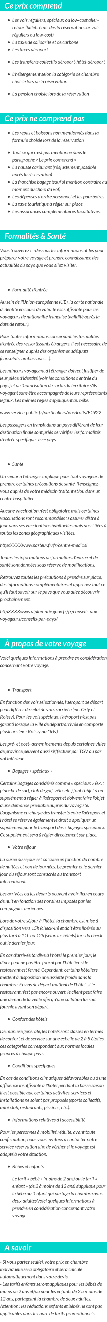 Conditions tarifaires