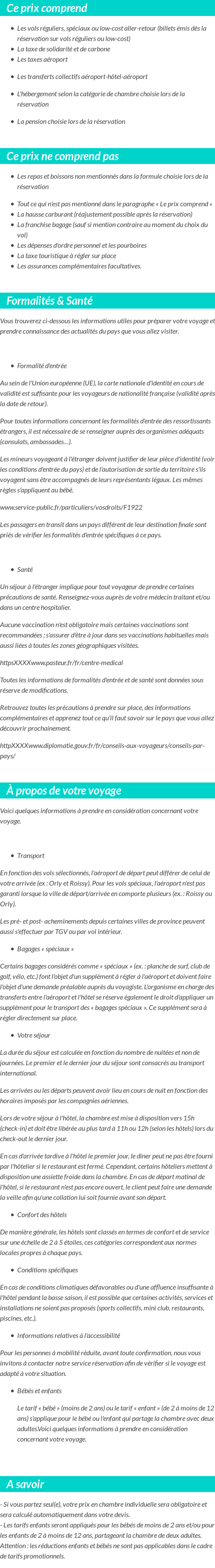 Conditions tarifaires
