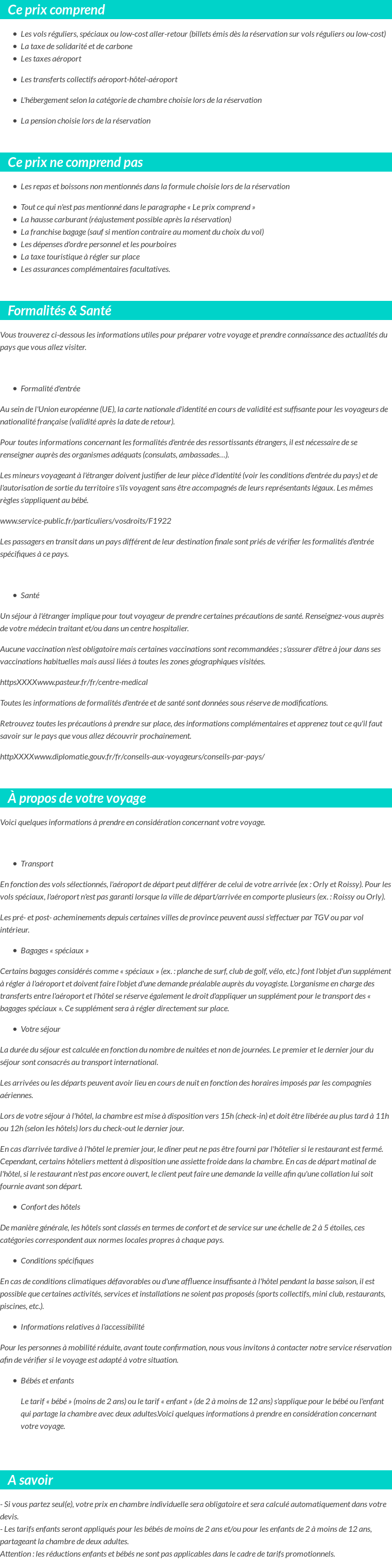 Conditions tarifaires