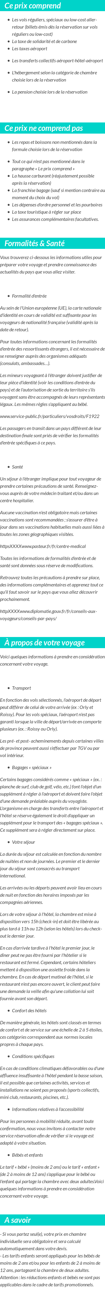 Conditions tarifaires