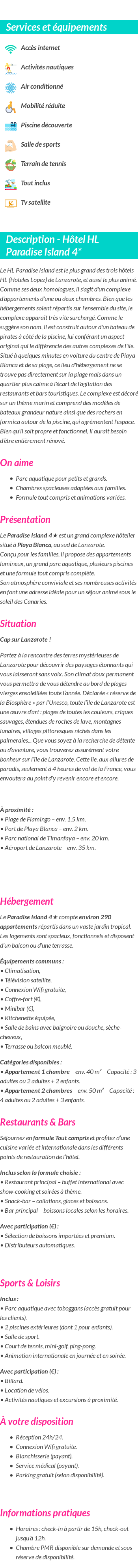Détails du séjour