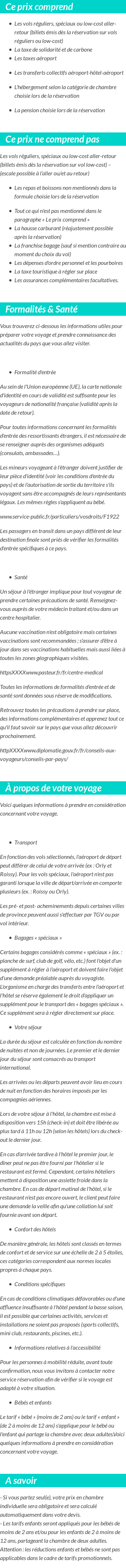 Conditions tarifaires