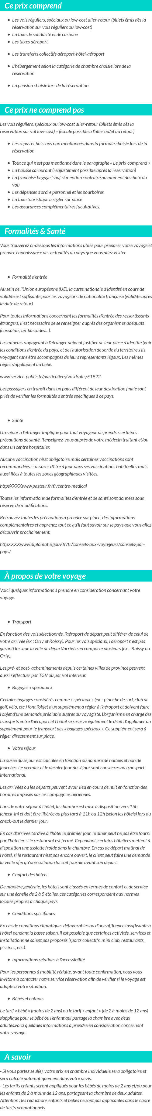 Conditions tarifaires