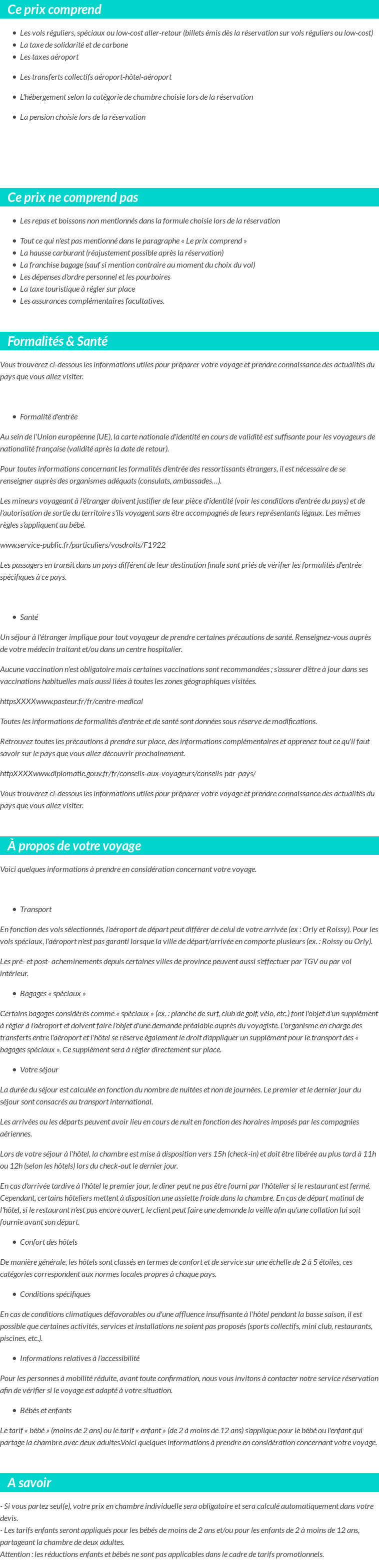 Conditions tarifaires