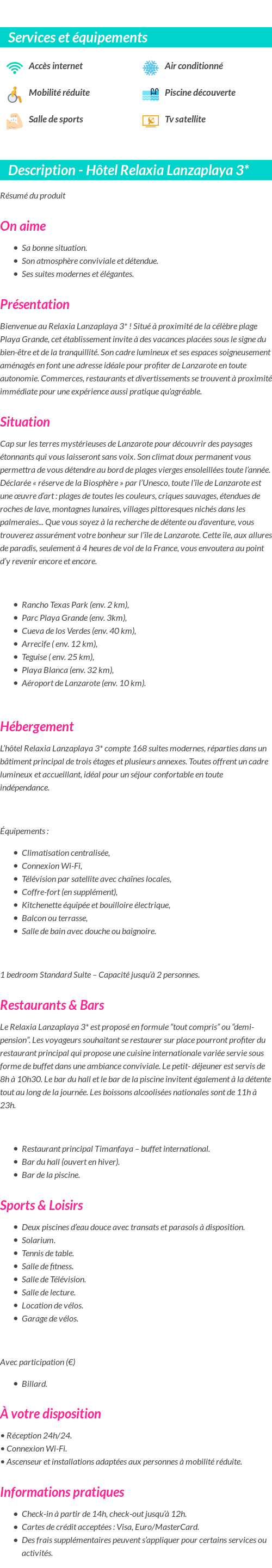 Détails du séjour