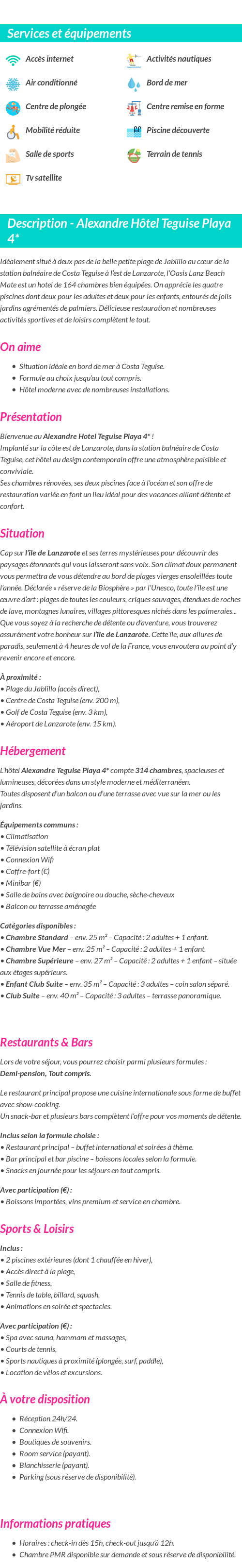 Détails du séjour