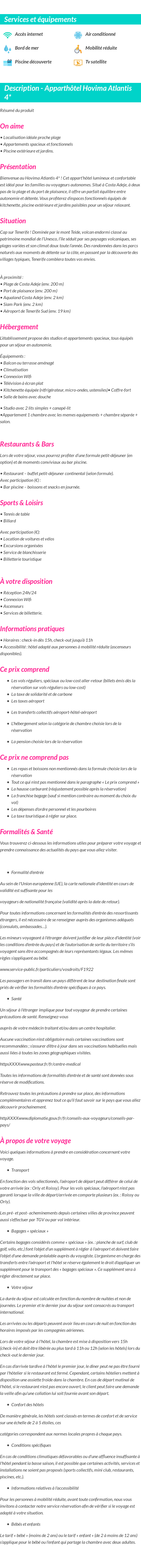 Détails du séjour