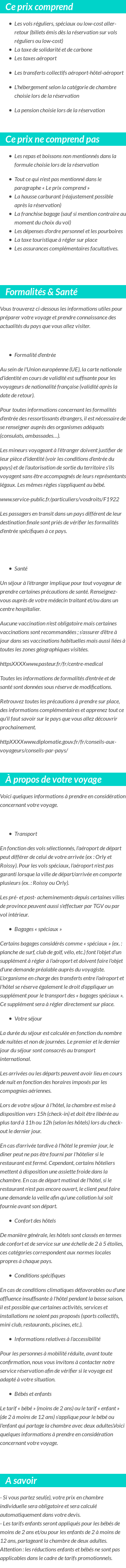 Conditions tarifaires