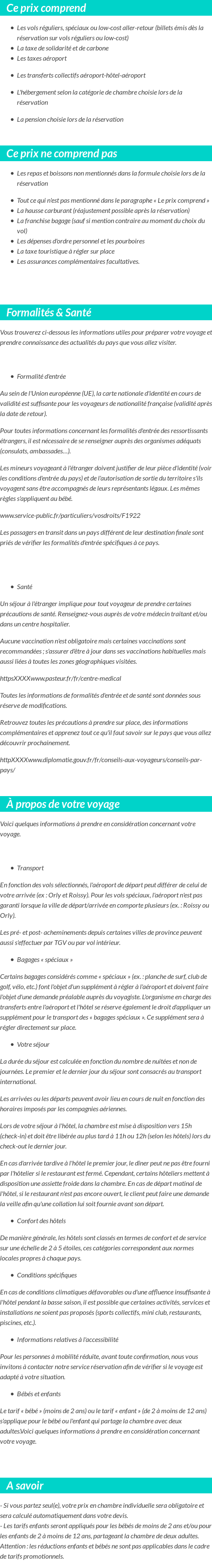 Conditions tarifaires