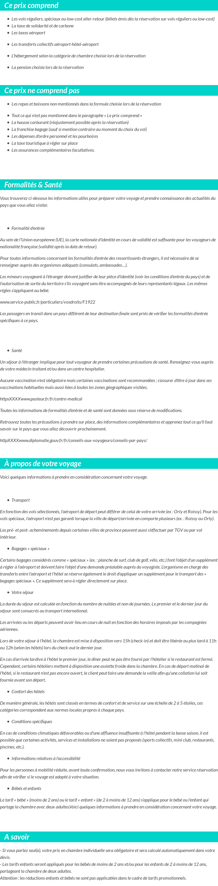 Conditions tarifaires