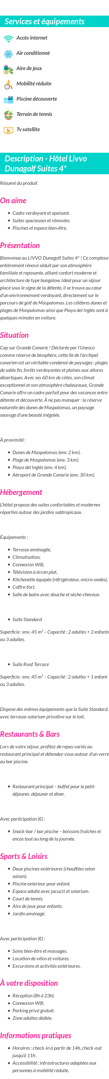 Détails du séjour