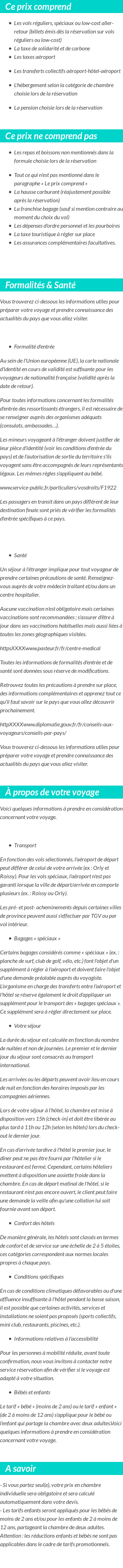 Conditions tarifaires