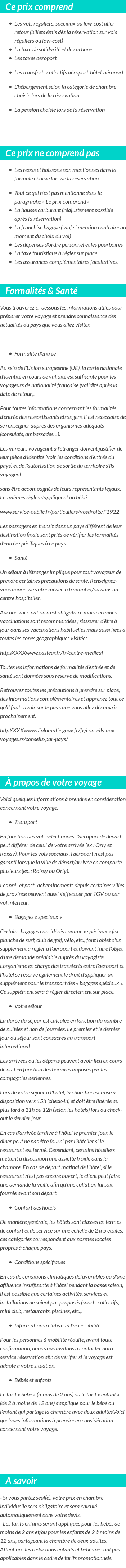 Conditions tarifaires
