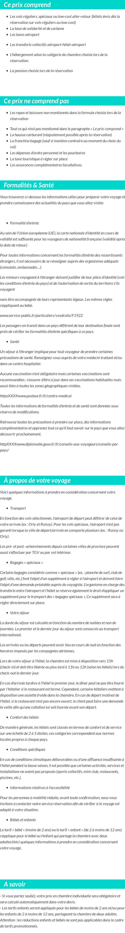 Conditions tarifaires