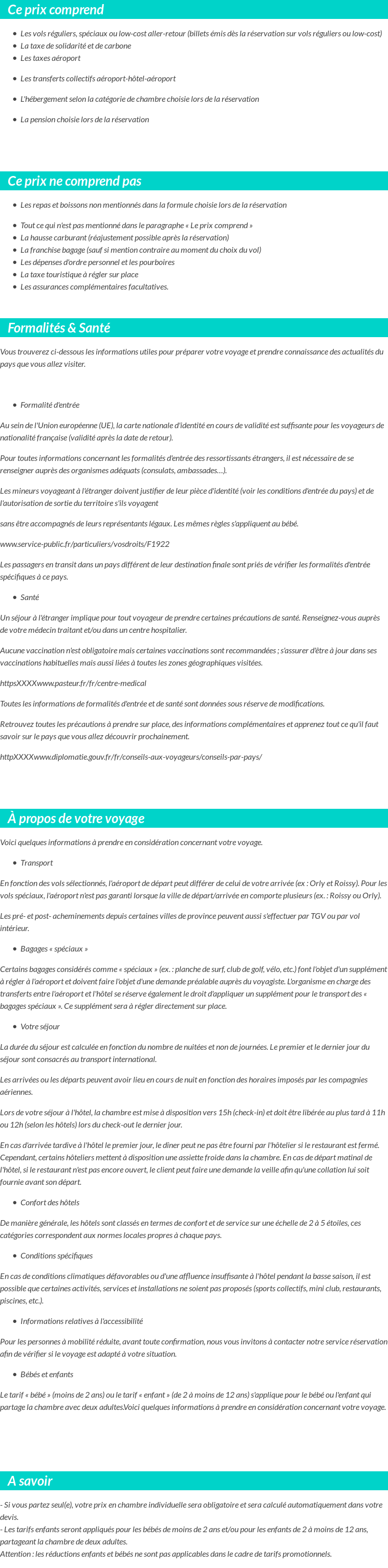 Conditions tarifaires