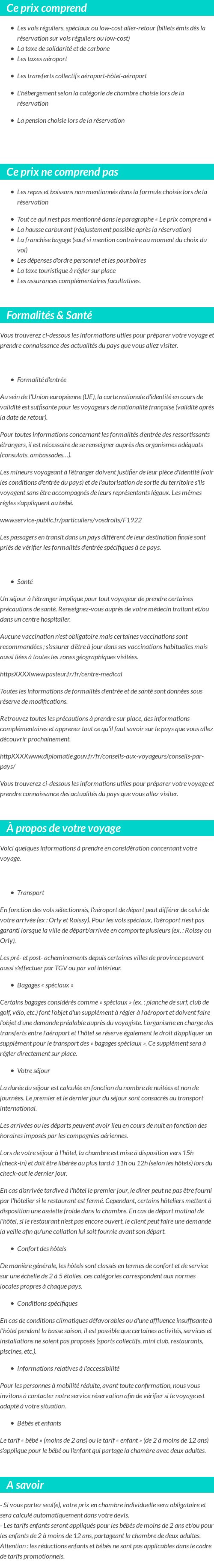 Conditions tarifaires