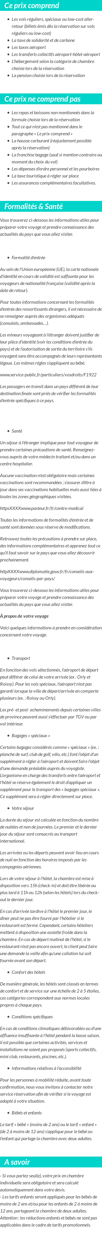 Conditions tarifaires