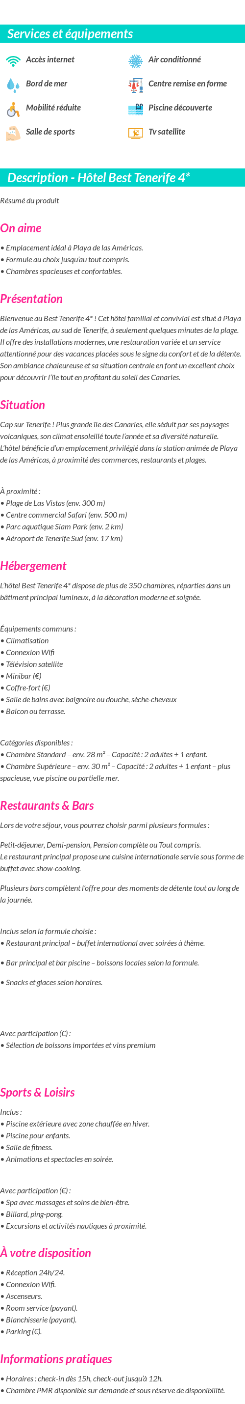 Détails du séjour