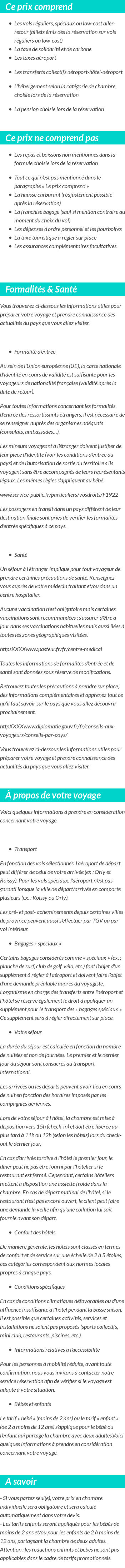 Conditions tarifaires