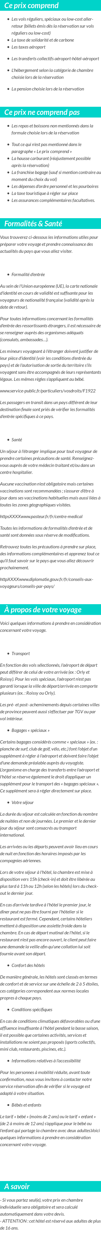Conditions tarifaires