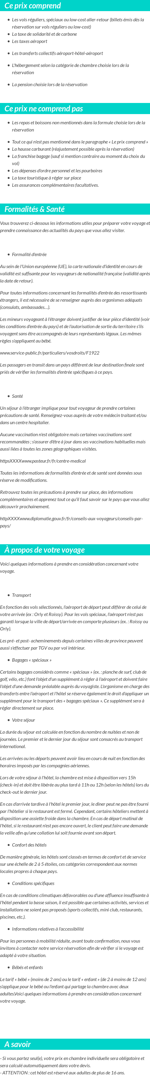 Conditions tarifaires
