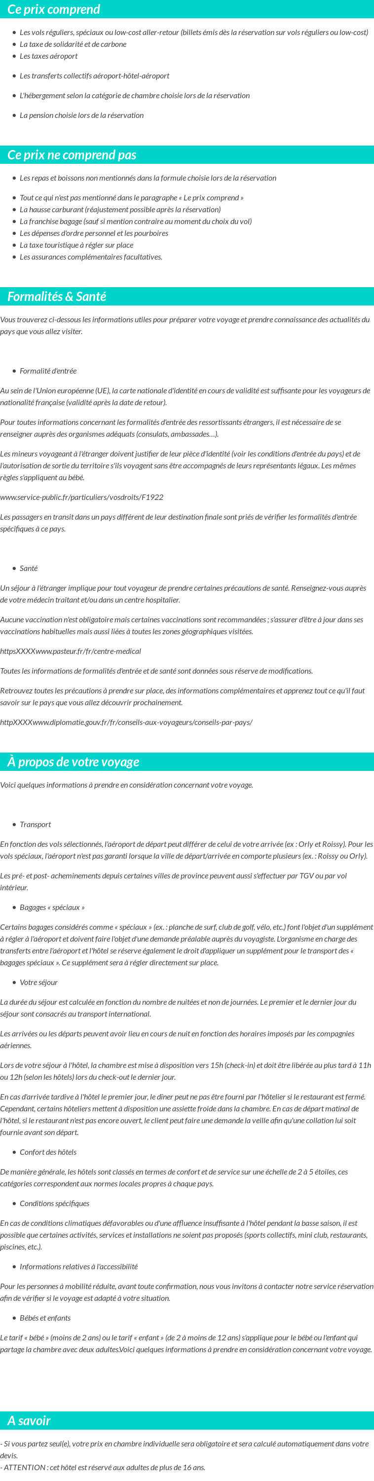 Conditions tarifaires