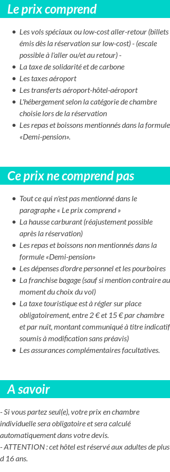 Conditions tarifaires